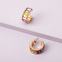 Diamond Rainbow Ring Short Fashionable Circle Earrings Wholesale Nihaojewerly sku image 1