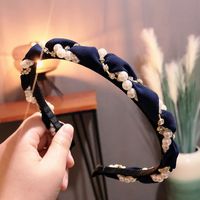 Korean Fashion Pearl Braid Headband Exquisite Shiny With Diamond Hairpin High-end Boutique Headband Pressure Hair Accessories Wholesale Nihaojewelry sku image 3