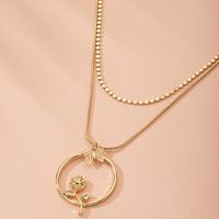 Hot-selling Simple Natural Flower Trendy Alloy Necklace For Women Wholesale sku image 1