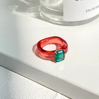 Bague En Résine De Couleur Gelée De Diamants Rétro sku image 1