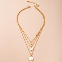 European Hip Hop Simple Style Personalized Three-layer Necklace Female Online Influencer Ins Hip Hop Street Snap Wafer Necklace Clavicle Chain Fashion sku image 1