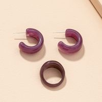 Einfache Mode Kreis Acryl Ohrringe Ring Set sku image 1