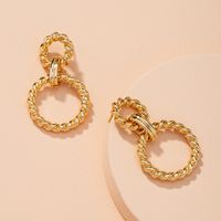 Fashion Twisted Double Button Exaggerated Earrings sku image 1