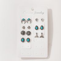Ethnic Style Geometric Diamond Turquoise Stud Earrings Set Wholesale Nihaojewelry main image 3