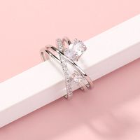 New Fashion Cross Inlaid Zircon Adjustable Copper Ring Wholesale Nihaojewelry main image 1