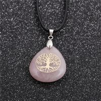 Streetwear Tree Stainless Steel Natural Stone Plating Pendant Necklace sku image 7