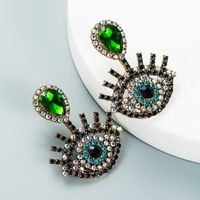 Retro Diamond-studded Devil's Eye Earrings Wholesale Nihaojewelry sku image 7
