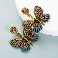 Retro Alloy Diamond Rhinestone Color Butterfly Earrings Wholesale Nihaojewelry main image 3