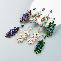 Retro Full Diamond Color Rhinestone Glass Diamond Flower Earrings Wholesale Nihaojewelry main image 1