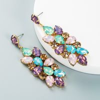 Retro Full Diamond Color Rhinestone Glass Diamond Flower Earrings Wholesale Nihaojewelry main image 6