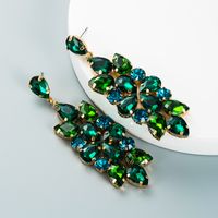Retro Full Diamond Color Rhinestone Glass Diamond Flower Earrings Wholesale Nihaojewelry sku image 1