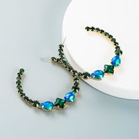 Boucles D&#39;oreilles En Forme De C De Diamants Colorés Incrustés D&#39;alliage De Mode En Gros Nihaojewelry sku image 2
