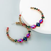 Boucles D&#39;oreilles En Forme De C De Diamants Colorés Incrustés D&#39;alliage De Mode En Gros Nihaojewelry sku image 3