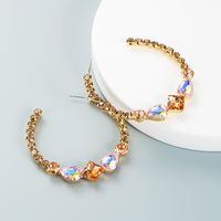 Boucles D&#39;oreilles En Forme De C De Diamants Colorés Incrustés D&#39;alliage De Mode En Gros Nihaojewelry sku image 4