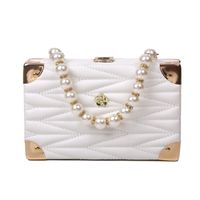 Fashion Solid Color Embroidered Thread Pearl Chain Small Square Bag Wholesale Nihaojewelry sku image 1