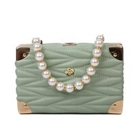 Fashion Solid Color Embroidered Thread Pearl Chain Small Square Bag Wholesale Nihaojewelry sku image 2
