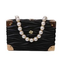 Fashion Solid Color Embroidered Thread Pearl Chain Small Square Bag Wholesale Nihaojewelry sku image 3