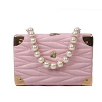 Fashion Solid Color Embroidered Thread Pearl Chain Small Square Bag Wholesale Nihaojewelry sku image 4