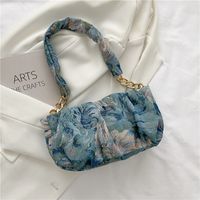 Blue Flower Painting Pattern One-shoulder Messenger Cloud Bag Wholesale Nihaojewelry sku image 1