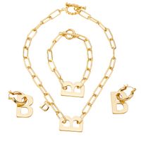 B Letter Necklace Bracelet Earrings Set sku image 4