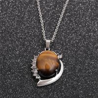 Fashion Geometric Ethnic Style Stainless Steel Chain Men And Women's Tiger Eye Pendant Necklace sku image 2
