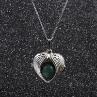 Sweater Chain Stainless Steel Angel Wings Round Bead Pendant Necklace sku image 3
