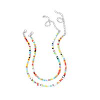Fashion Retro Ethnic Style Necklace Simple And Sweet Love Letter Rice Beads Short Double Layer Necklace Wholesale Nihaojewelry sku image 1