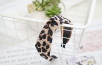 Retro Leopard Pattern Suede Fabric Wide-sided Knotted Headband Wholesale Nihaojewelry sku image 2