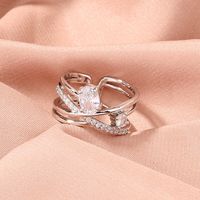 New Fashion Cross Inlaid Zircon Adjustable Copper Ring Wholesale Nihaojewelry sku image 1