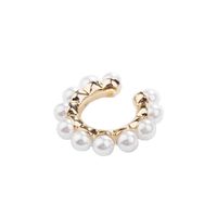 Wholesale Jewelry Retro C Shape Alloy Artificial Gemstones Inlaid Pearls Earrings sku image 2