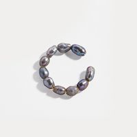 Wholesale Jewelry Retro C Shape Alloy Artificial Gemstones Inlaid Pearls Earrings sku image 1