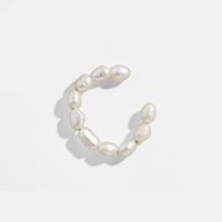 Wholesale Jewelry Retro C Shape Alloy Artificial Gemstones Inlaid Pearls Earrings sku image 3