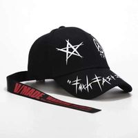 Korean Version Of The Yellow Long Belt Letter Curved Baseball Cap Nhxb156203 sku image 7