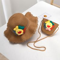 New Straw Hat Shoulder Bag Set Nihaojewelry Wholesale Small Fresh Children Cute Hat Bag Summer Girl Travel Match sku image 16