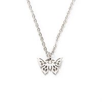 Titanium Steel Full Polished Laser Cut Butterfly Necklace sku image 1