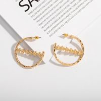 New Fashion Round C-shaped Earrings Flower Texture  Hoop Earrings sku image 1