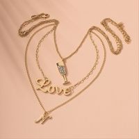 New Popular Stacked Belt Punk Style Fashion Retro Letter Diamond Women's Necklace Wholesale Nihaojewelry sku image 1