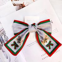 Korean Kitty Big Bow Hair Band Retro Silk Hairpin Stripe Printing Headband Wholesale Nihaojewelry sku image 8