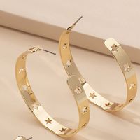 Korea C-shaped Chain Hollow Hip Hop Exaggerated Fashion Circle Earrings Wholesale Nihaojewelry sku image 3