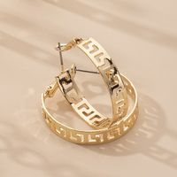 Korea C-shaped Chain Hollow Hip Hop Exaggerated Fashion Circle Earrings Wholesale Nihaojewelry sku image 1