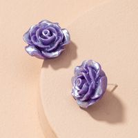 Transparent Resin Gold Leaf Rose Flower Earrings sku image 4