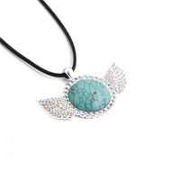 Fashion Diamond Turquoise Stainless Steel Wings Necklace sku image 3