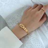 Titanium Steel Watch Style Chain Bracelet With Three Layers Of Real Gold Plating Braclets Wholesale Nihaojewelry sku image 10
