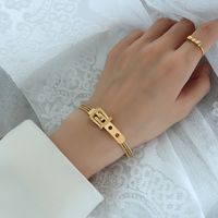 التيتانيوم الصلب ووتش نمط سلسلة سوار مع ثلاث طبقات من الذهب الحقيقي تصفيح Braclets بالجملة Nihaojewelry sku image 5