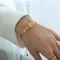 Titanium Steel Watch Style Chain Bracelet With Three Layers Of Real Gold Plating Braclets Wholesale Nihaojewelry sku image 8