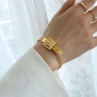 التيتانيوم الصلب ووتش نمط سلسلة سوار مع ثلاث طبقات من الذهب الحقيقي تصفيح Braclets بالجملة Nihaojewelry sku image 18