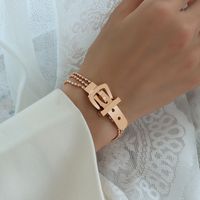 Bracelet Chaîne En Acier De Style Montre En Titane Avec Trois Couches De Bracelets En Plaqué Or Véritable Nihaojewelry sku image 16