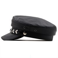 Retro Fashion Solid Color Pu Leather Octagonal Hat Wholesale Nihaojewelry main image 4