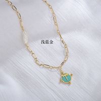 Spécial-intérêt Conception À La Mode Marque Élégant 14k Or Émeraude Libellule Collier Titane Acier Épais Chaîne Perle Collier sku image 1