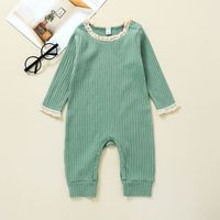 Simple Solid Color Pit Strip Long-sleeved Romper Wholesale Nihaojewelry main image 3